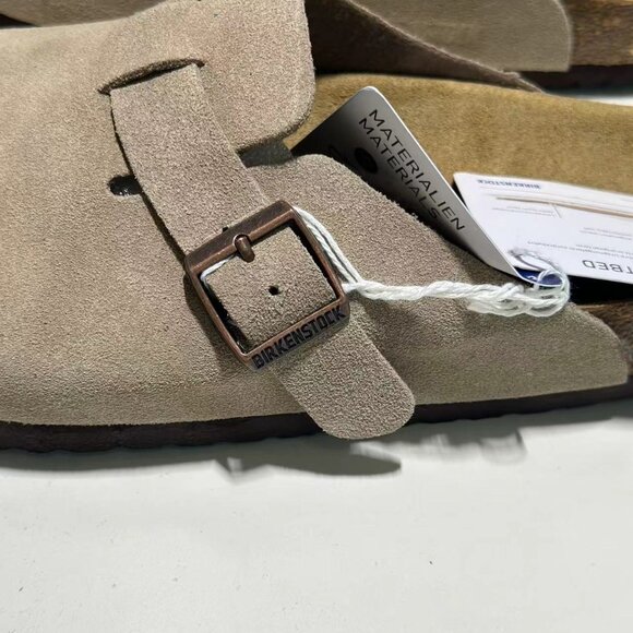 🥯🥯Birkenstock Boston Taupe Suede Leather Soft Footbed Clogs Shoes - Picture 6 of 6